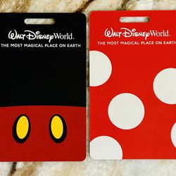 Walt Disney World Travel Company Mickey Mouse Minnie Mouse Luggage Tag Set New