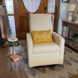 Babyletto Cali Pillow Back Swivel Glider Rocker in Boucle with Side Tables (NEW)