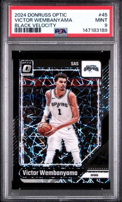 Victor Wembanyama 2024-25 Donruss Optic Black Velocity /39 PSA 10 Spurs