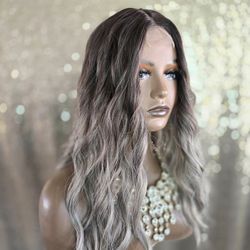 16" Silver Ombre Synthetic Hair Wig New 