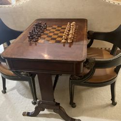 Maitland Smith Chairs and Chess Table $2500