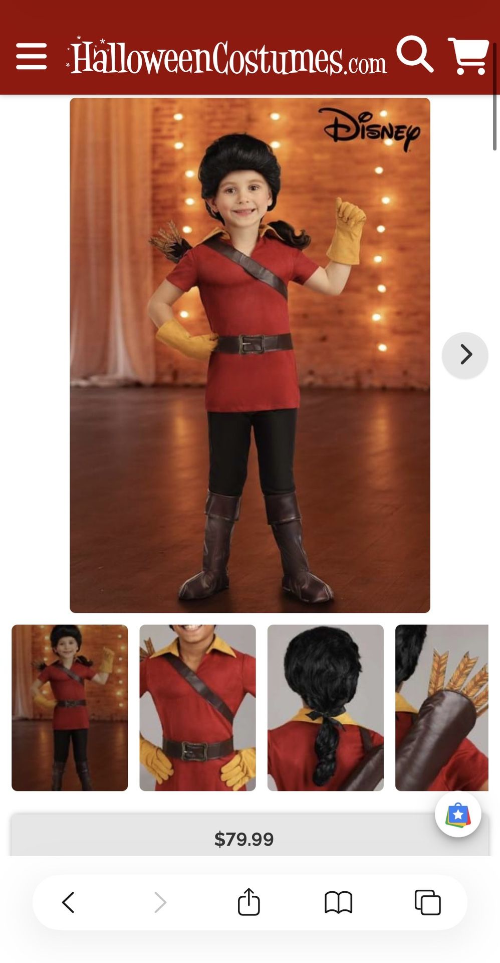 Beauty And The Beast Gaston Toddler Costume