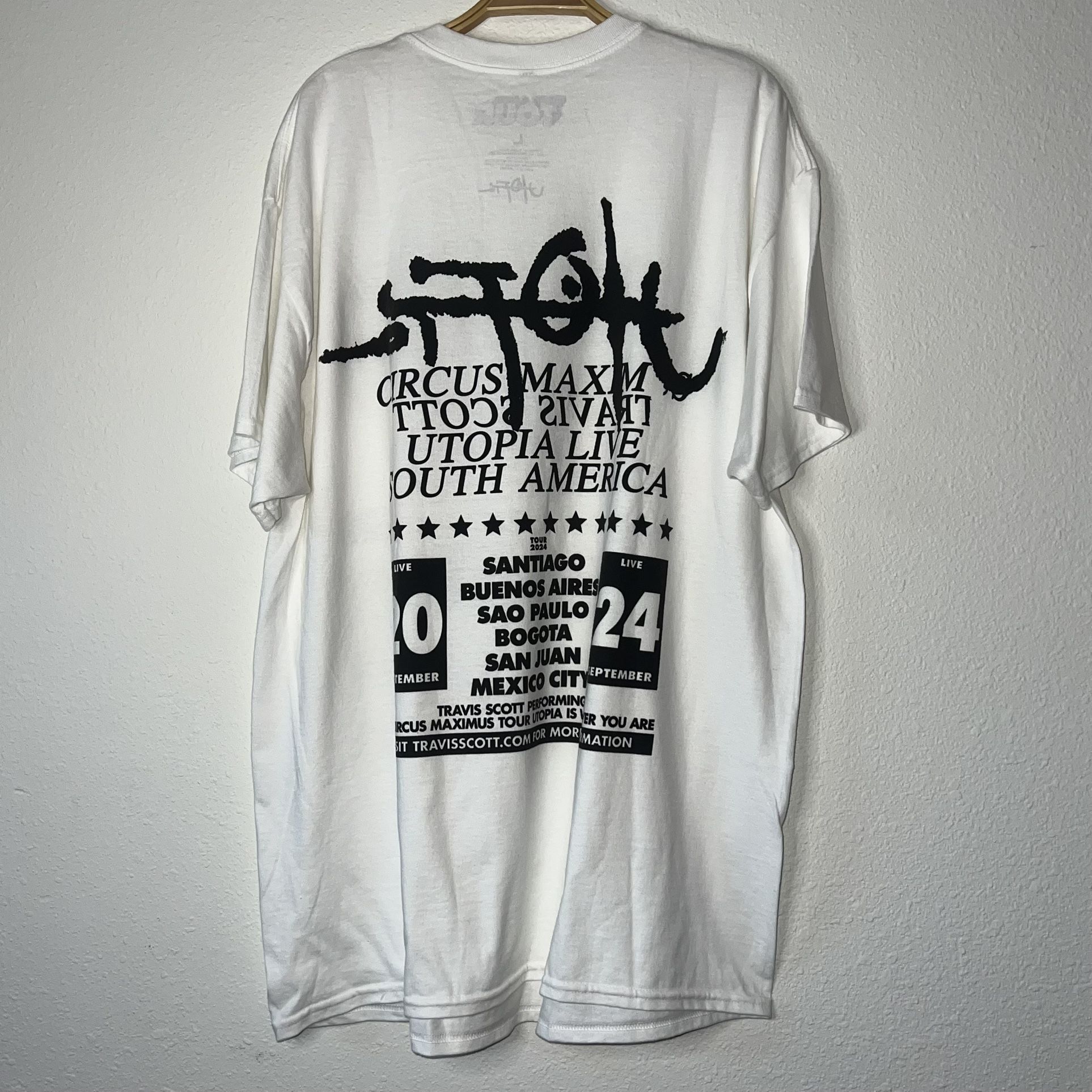 Travis Scott Utopia Circus Maximus Tour Men White Short Sleeve T 