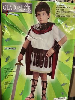 New, Kids Gladiator Deluxe Costume size 4-6