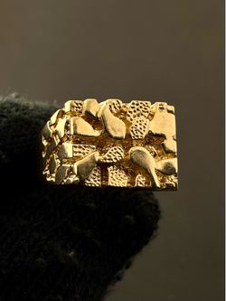 14K Gold Big Nugget Ring Size 11