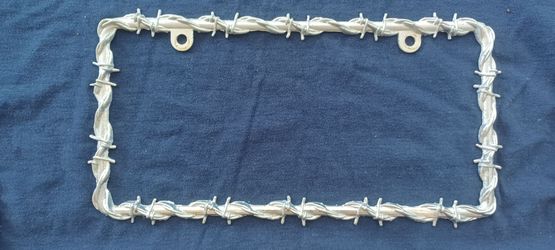 license plate frame, barbed wire design