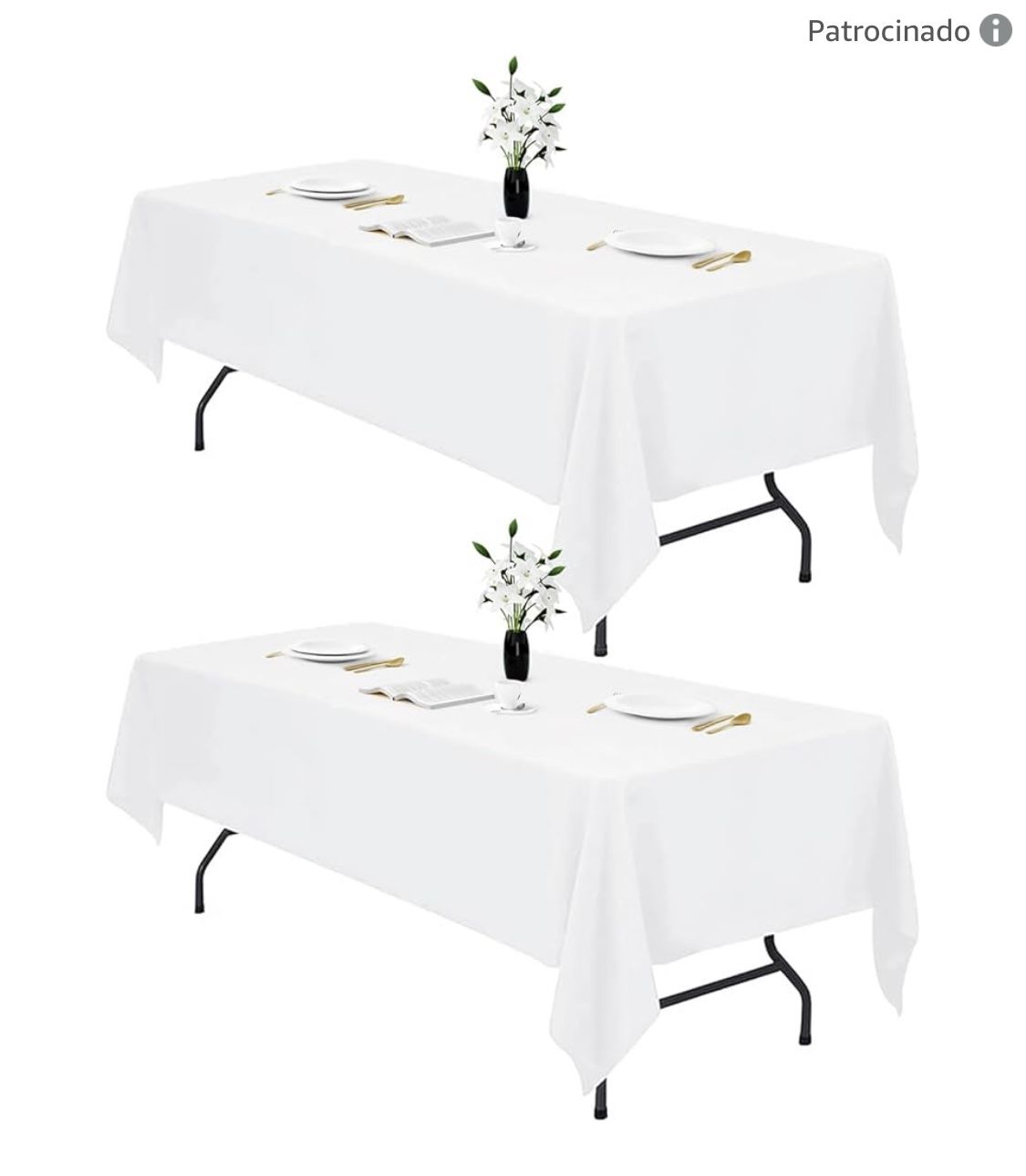 IVAPUPU 2 Pack 60 x 102 Inch White Rectangle Tablecloths, Waterproof Washable Wrinkle Resistant Table Covers for 6 Foot Tables, Wedding, Cocktail Part