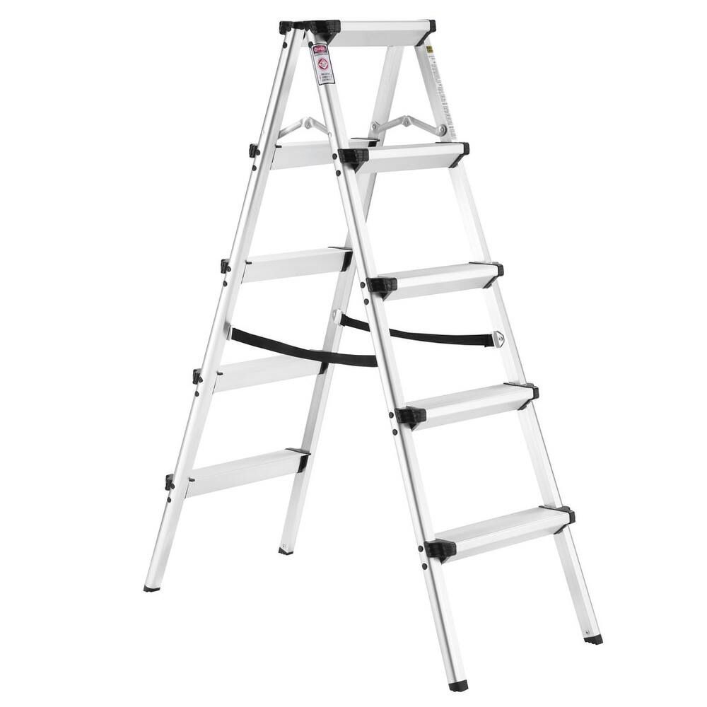 Finether 4 ft High Aluminum Folding Double Sided Step Ladder