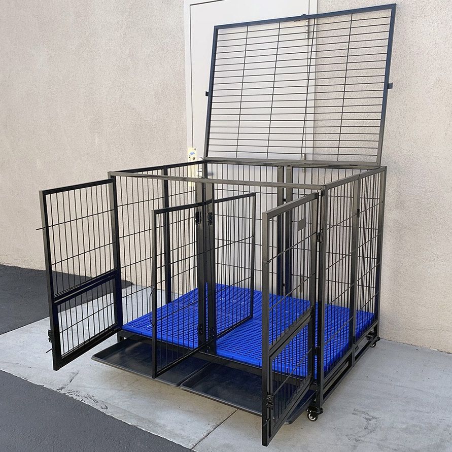 Brand New $280 X-Large 49” Heavy Duty Folding Dog Cage 49x38x43” Double-Door Kennel w/ Divider