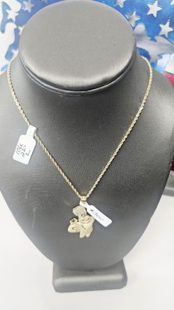 10k Hollow 22inch 2mm Rope Chain And 10k Pendant 