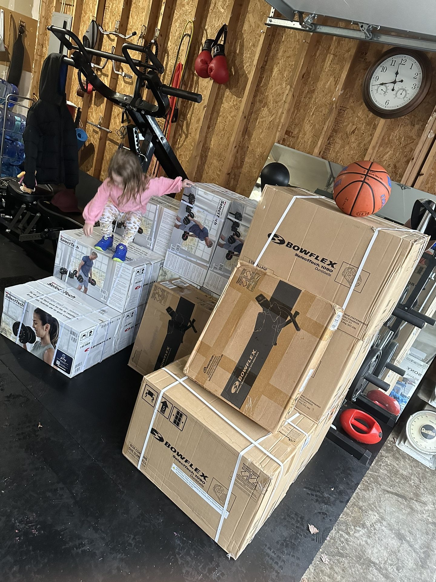 Brand NEW Bowflex 5.1S Adjustable FID Bench, NEW Dumbbells 552 Pair of 2, Stand $699