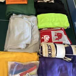 WSU, UW, solid color fleece fabric pieces