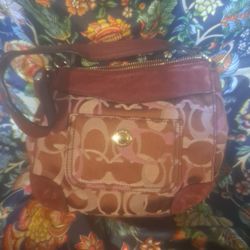 Coach Chelsea Optic Burgundy Suede Handbag Purse Canvas