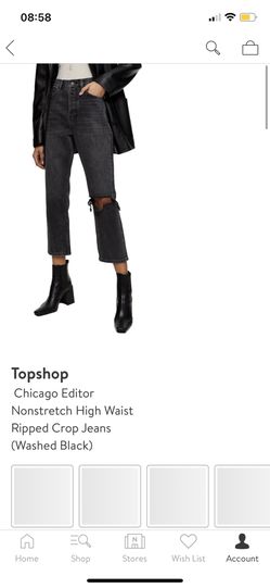 TOPSHOP Chicago Editor Jeans In Black Size 25W