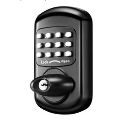 Bravex Cerradura de puerta de entrada sin llave, cerradura de sábado de aleación de zinc 100% mecánica, sin riesgo de baja potencia, color negro