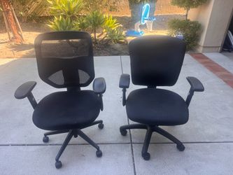 Pair of Black Office Chairs with Armrests