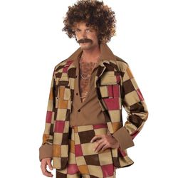 New, Men’s Deluxe 70’s Disco 🕺 Costume Comes With Mustache Size Medium 