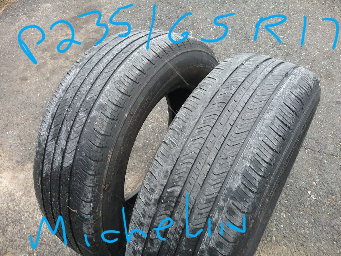 2 tire ... M I C H E L I N... lots of tread ... made in 2017