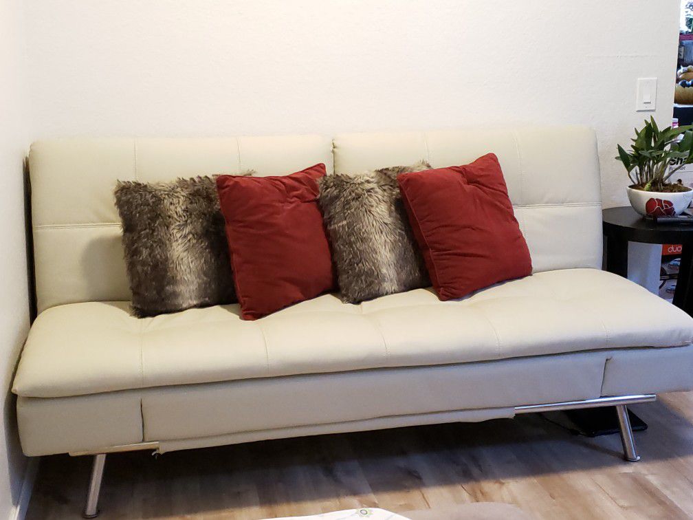 Leather Couch/ Futon with Adjustable Setting