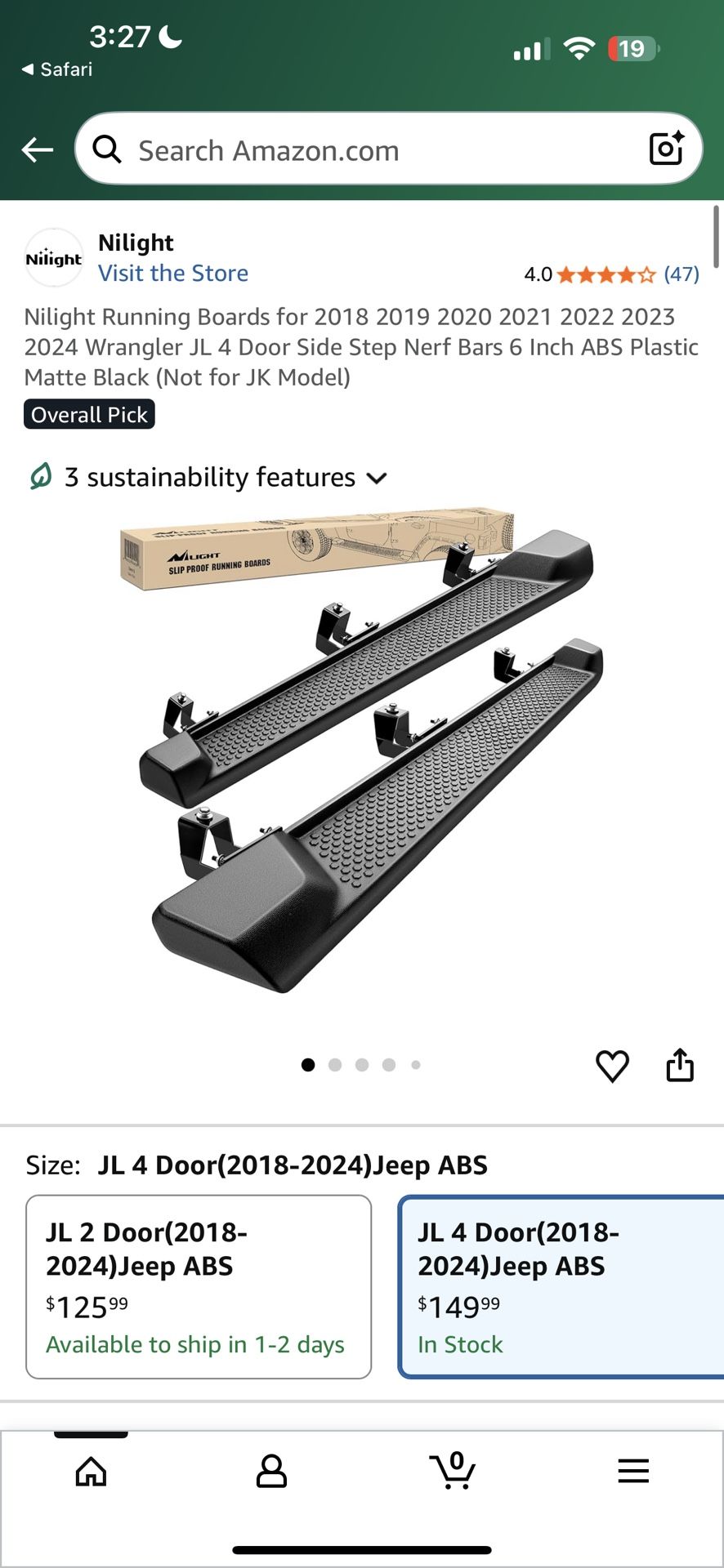 Jeep Running Boards 2018-2024 Wrangler JL 4 Door Side Step