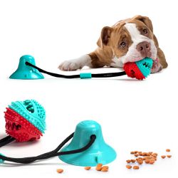 Dog Chew Puppy Toys, Food Dispensing Ball Suction Cup & Rope & bell for  Boredom
