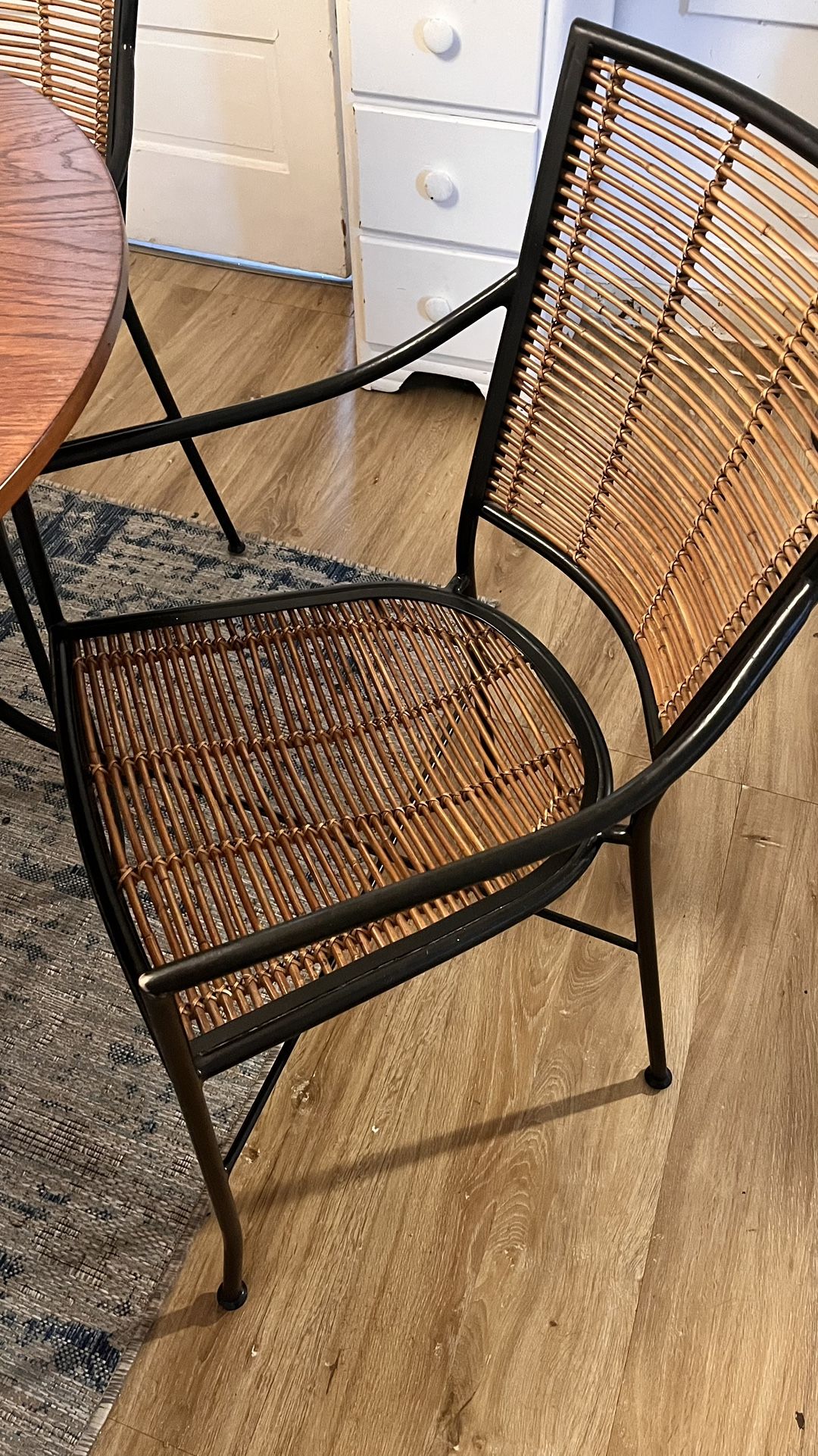 Iron and Rattan Dining Chairs