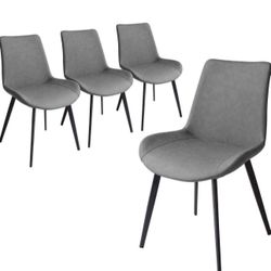 Dining Chairs Set of 4, Modern Kitchen Dining Room Chairs, Upholstered Dining Accent Side Chairs in Faux Leather Cushion Seat and Sturdy Metal Legs