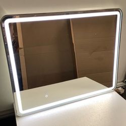 Metal Edge Led Bathroom Mirror 40 x 32