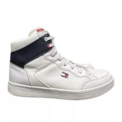 Tommy Hilfiger Men\'s High Top‎ Size 10.5 Basketball Sneakers White/Black Colorblock Mid-Top Basketball Sneaker | Tommy Hilfiger USA main image 3