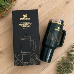 Stanley Deco Collection Forest Gloss 40oz Quencher H2.0 FlowState Tumbler NIB