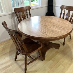Wooden Dining Table With 3 Chairs