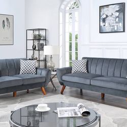 Gray Sofa And Love Seat Set 