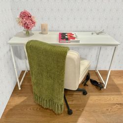 Brand New Staged Furniture -White Home Office Desk with Built-in Outlets