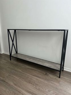 Black Metal Console Table with Bottom Shelf