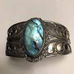 Labradorite 925 Sterling Silver Cuff Bracelet 