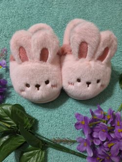 Pink Bunny Plush Slippers for toddler girl size 6