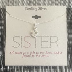 FOOTNOTES SISTERS STERLING SILVER DOUBLE HEART NECKLACE 18"