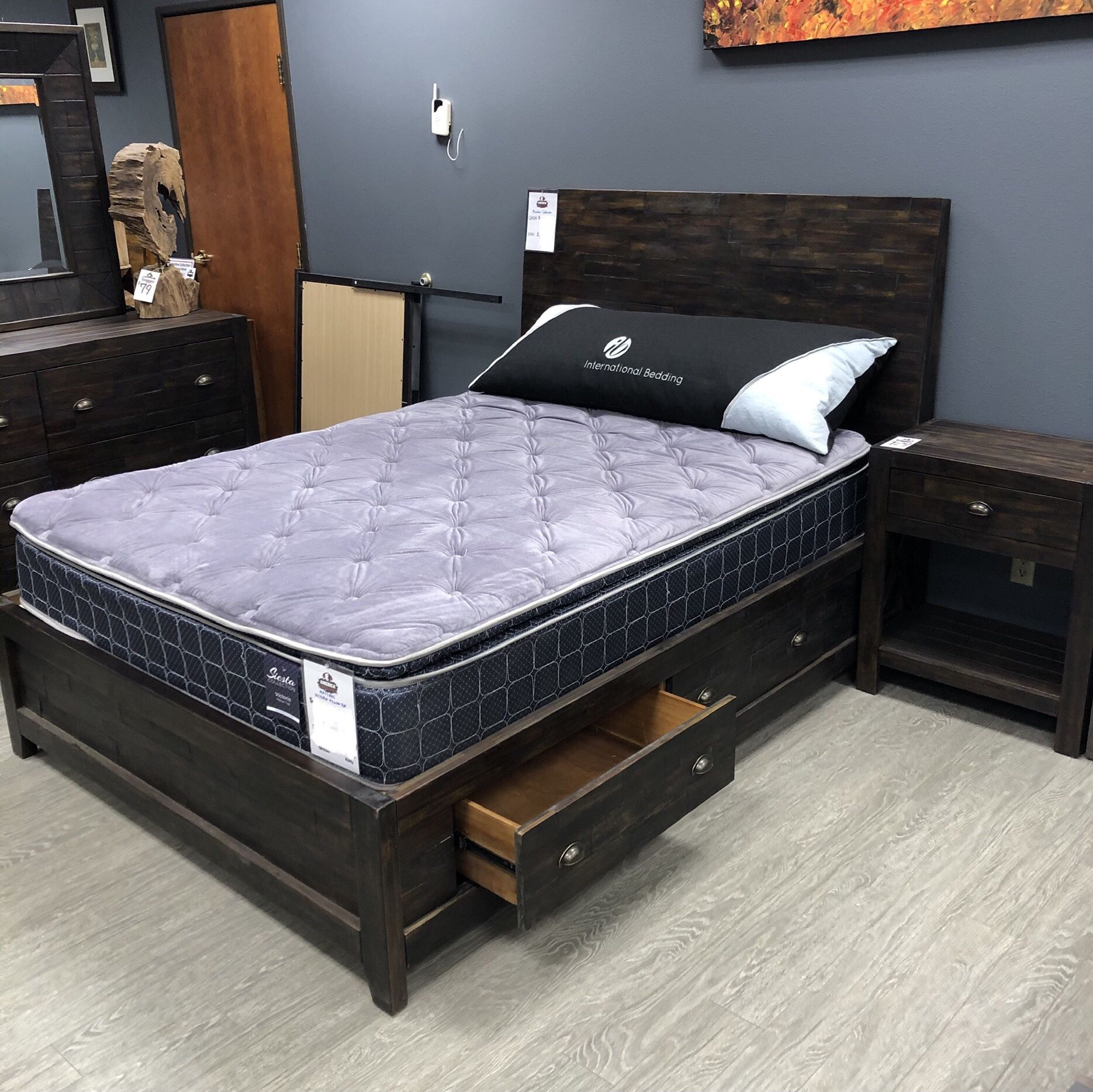 Solid Acacia Wood 4pc Bedroom Set - Meadows 