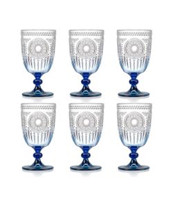 Set of 6 Elegant Wine Glasses – Blue Gradient Design (Plastic)