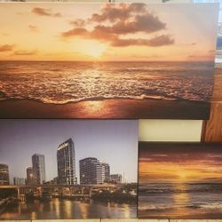 3 Tampa Bay Big Canvas Wall Art, Downtown Tampa and 2 Beaches All 3 Nice