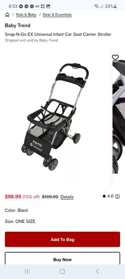 Baby Trend Snap-N-Go EX Universal Infant Car Seat Carrier Stroller $80
