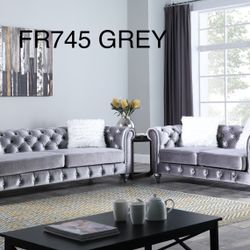 New Grey Velvet Sofa And Loveseat Back Tufted Nail Head Trim Arm K Furniture And More 5513 8th Street W Suite 10 Lehigh 