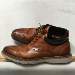Stacy Adams Synergy Wingtip Oxford Men's Shoes Cognac Leather 25418-221 sz 9.5
