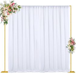 Wokceer 10x10 FT Backdrop Stand Heavy Duty Pipe and Drape Kit, Adjustable Gold Backdrop Stand for Wedding Birthday Party Photography Photo Booth