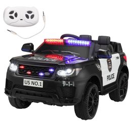 12V Kids Police Ride-On Car with Remote Control, LED Lights & Siren – 43.3” L