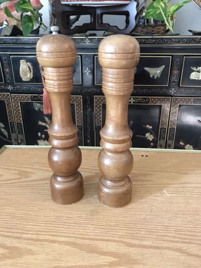 Wood salt and pepper shakers