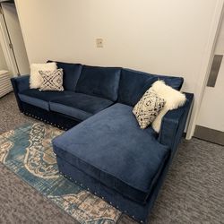 Melon Navy Blue Sectional w Pillows 