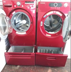 Front load washer and électric dryer Samsung set with pedestals in excellent conditions