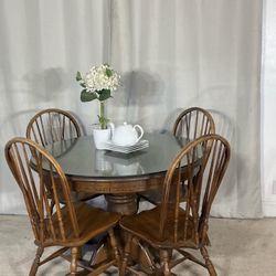 Solid Wood Dining Table & 4 Chairs 
