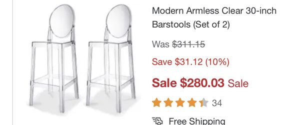 Clear Acrylic Ghost Bar Height Chairs